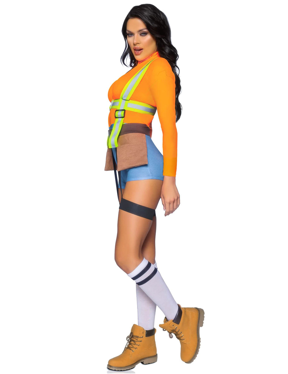 Vue de profil du déguisement ouvrier de chantier sexy pour femme