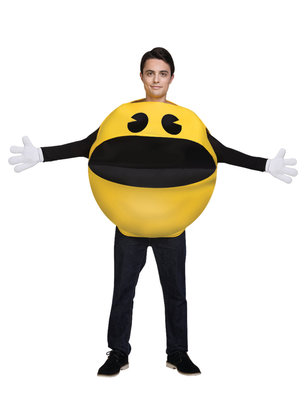 Déguisement Pac-Man pour adulte jaune avec gants blancs