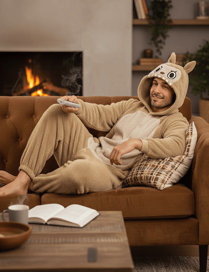 Kostým plyšového béžového monštra pre mužov 