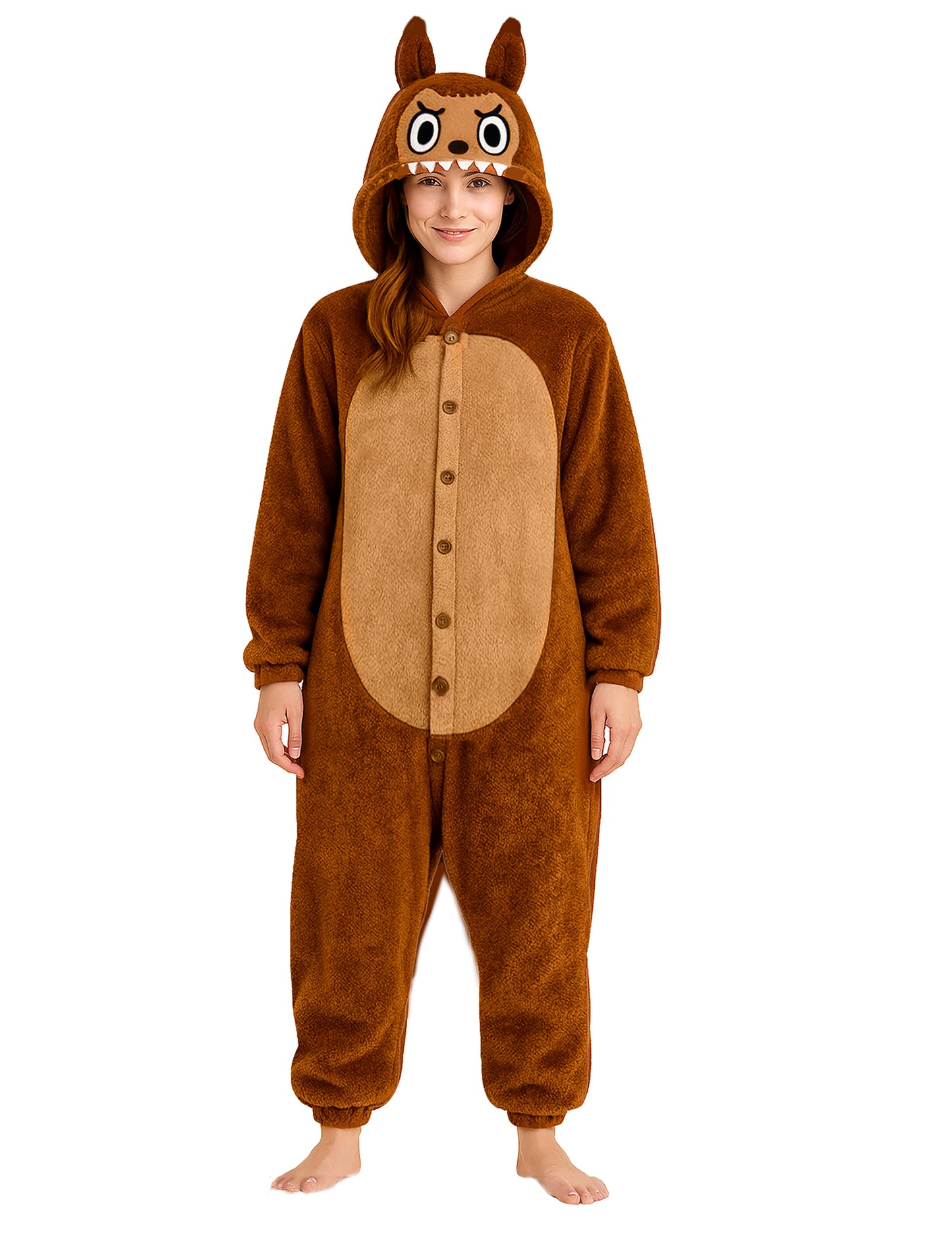 Déguisement peluche monstre pour femme marron