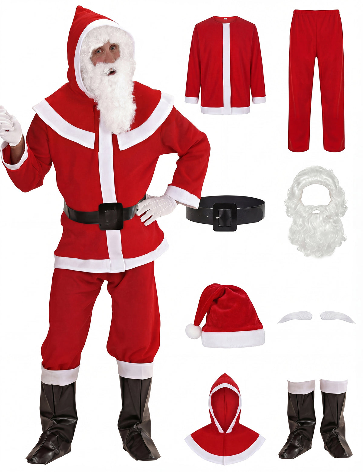 Vue de face du déguisement Père Noël pour homme