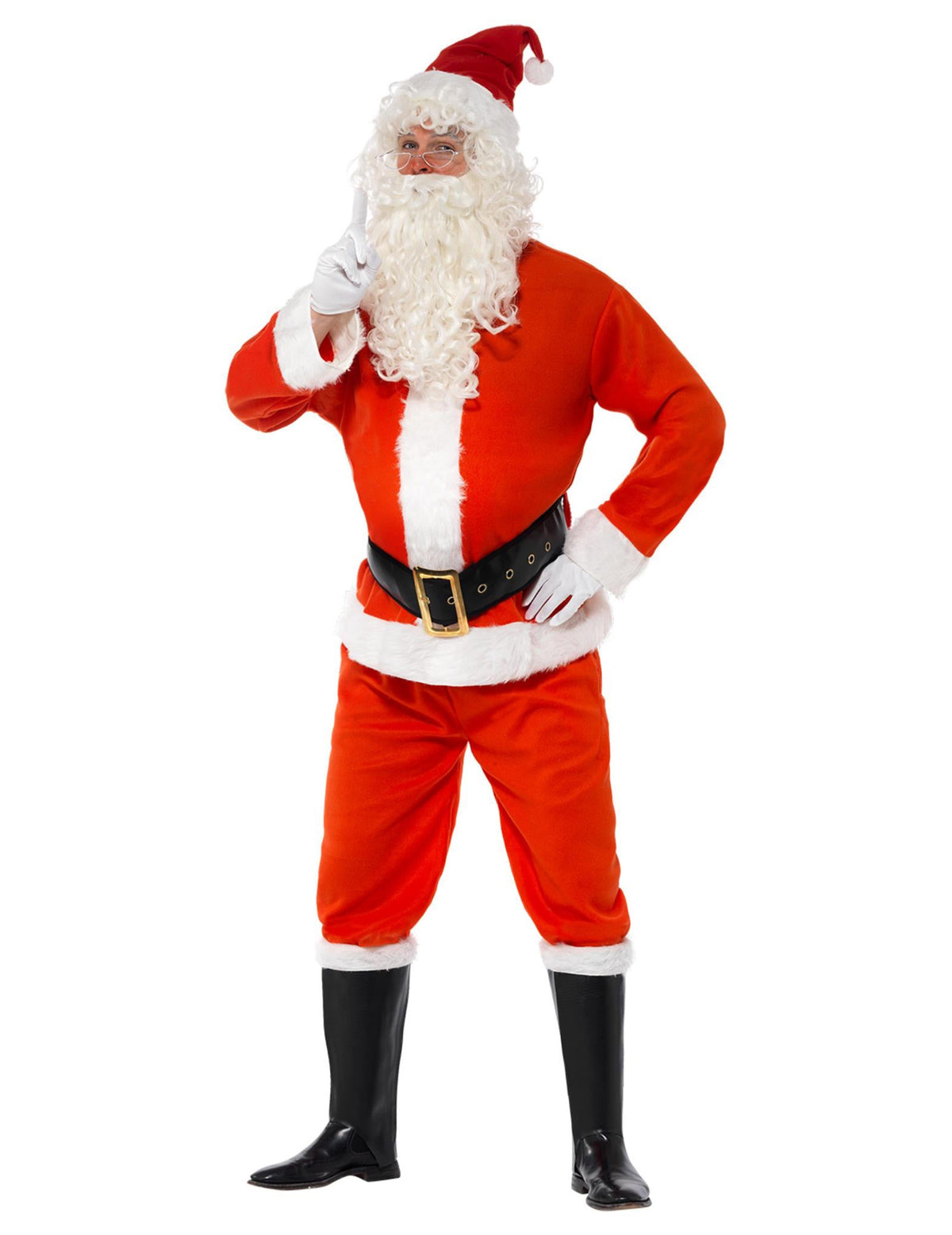 Vue de face du déguisement de Père Noël luxe pour homme