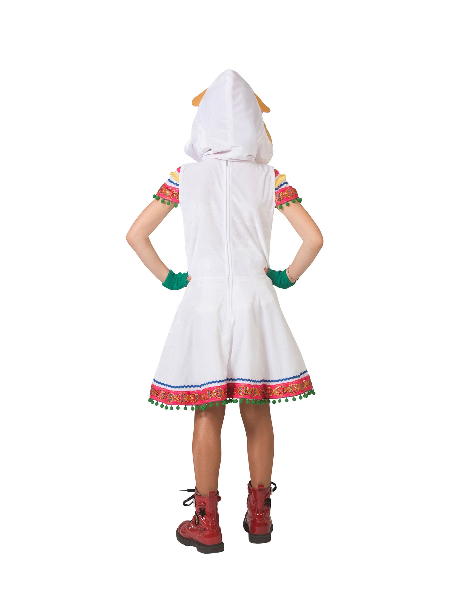 Vue de dos du déguisement de péruvienne pour enfant