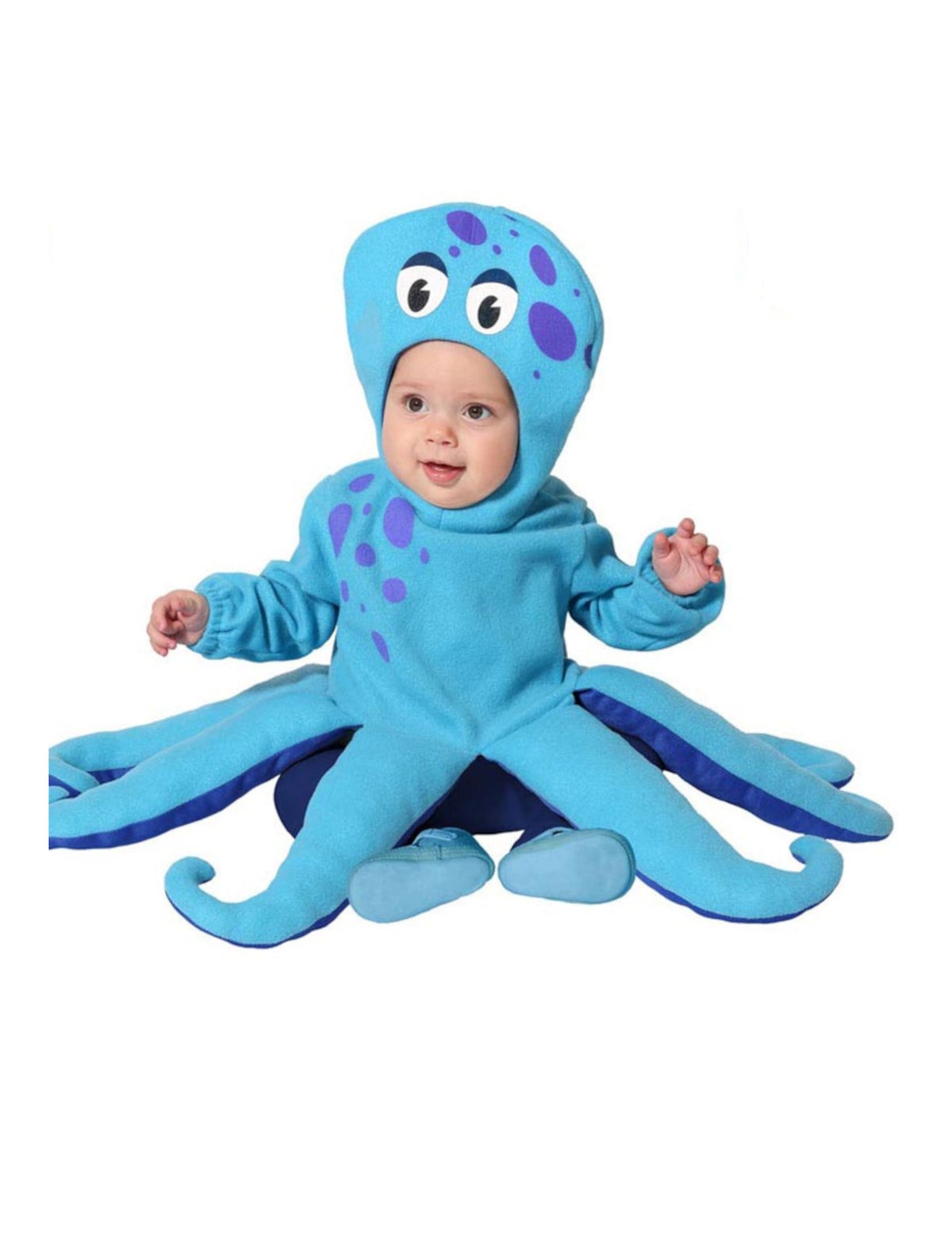 Déguisement de petit poulpe pour bébé bleu à pois violets