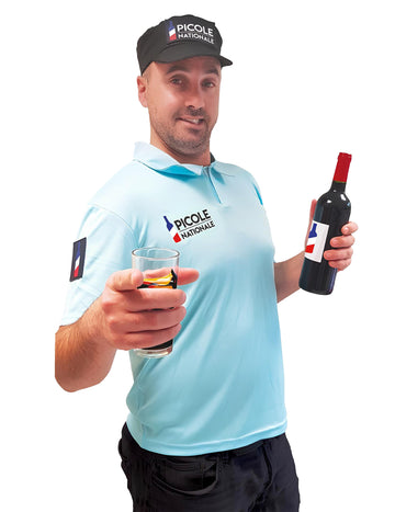 Déguisement picole nationale pour adulte bleu ciel avec polo et casquette