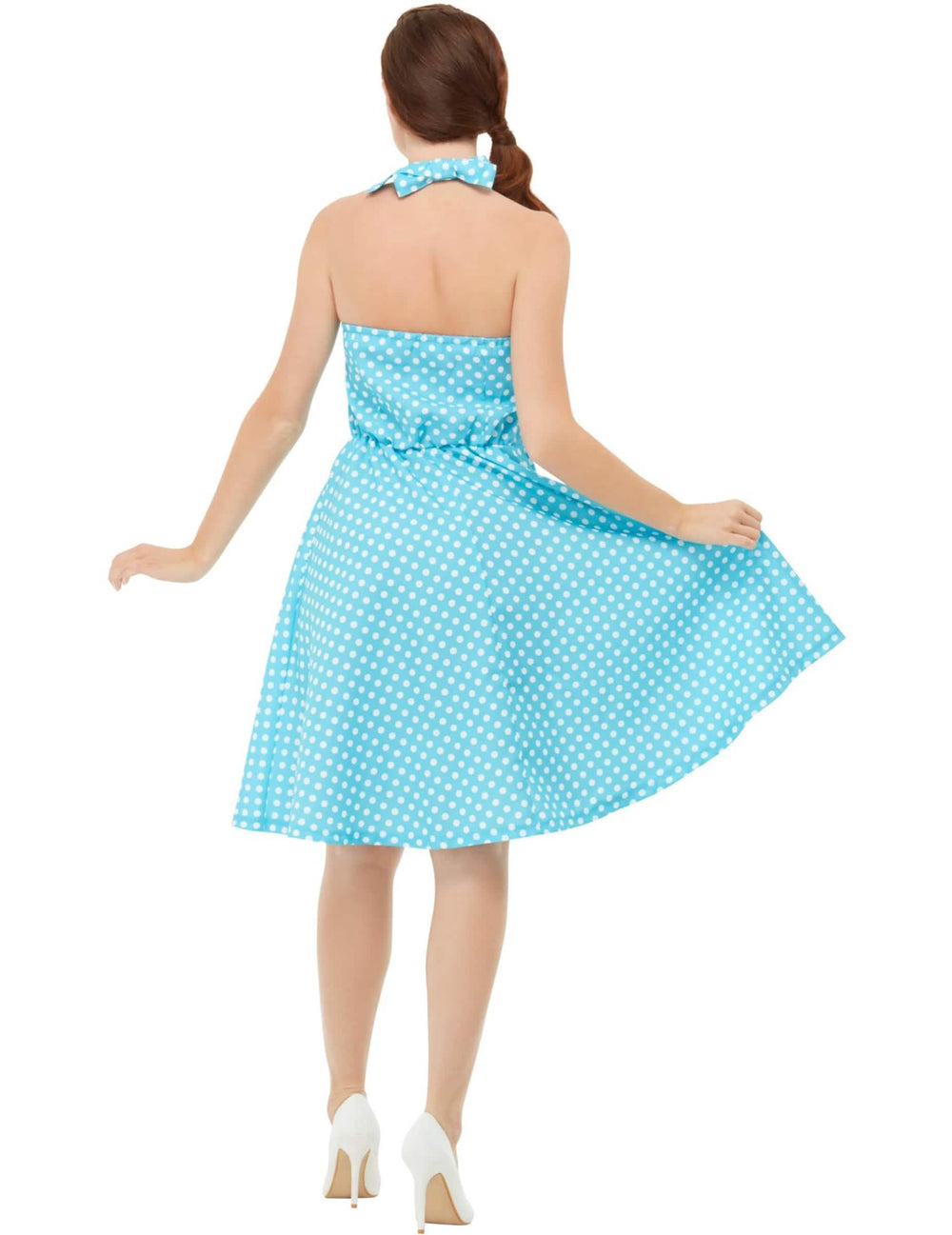 Zadný pohľad na retro pin-up kostým pre ženu