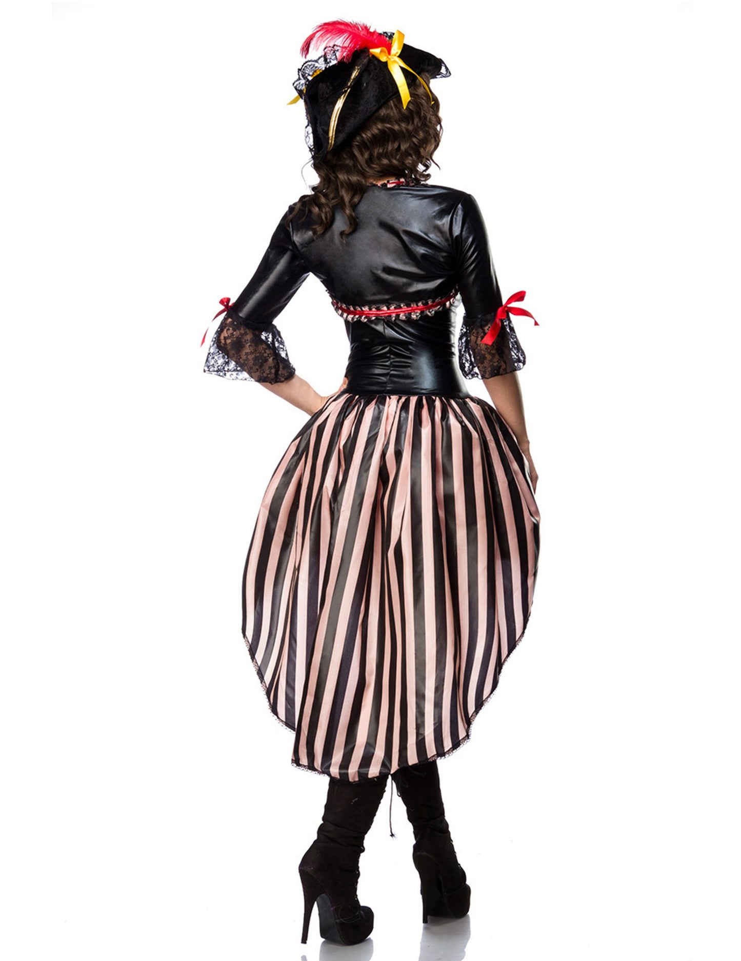 Sexy červený korzet pirát pre maskovanie luxusnej ženy