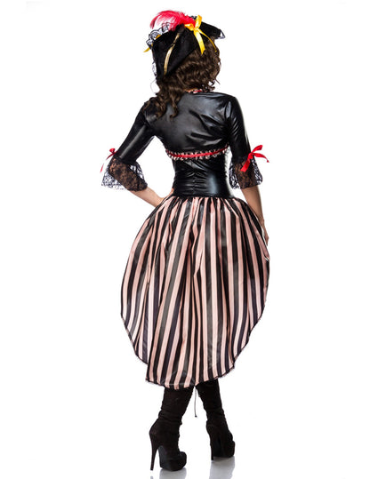 Sexy červený korzet pirát pre maskovanie luxusnej ženy