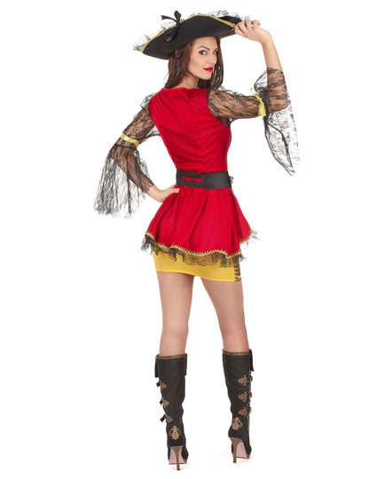 Červená a zlatá pirátska kostým žena