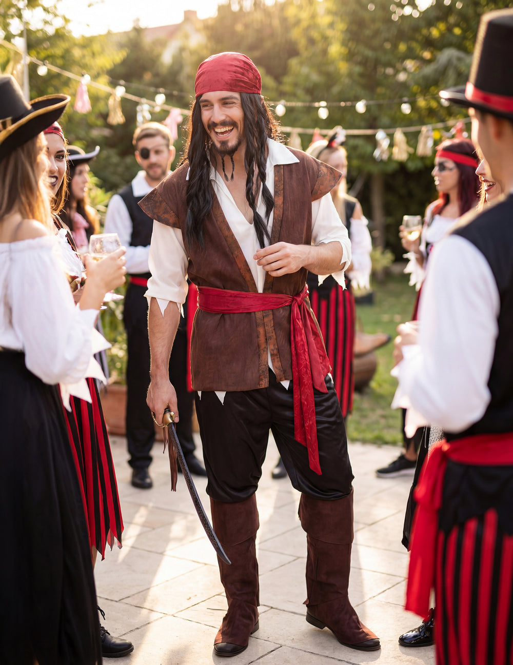 Mise en situation lors d'une fête du déguisement de pirate pour homme