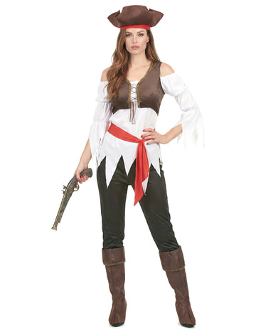 Hnedá a biela pirátska maskova žena