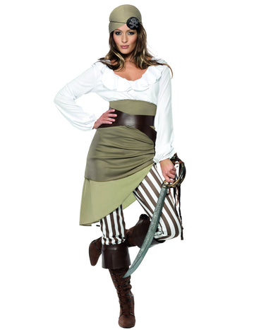 Zelený a biely pirátsky kostým žien