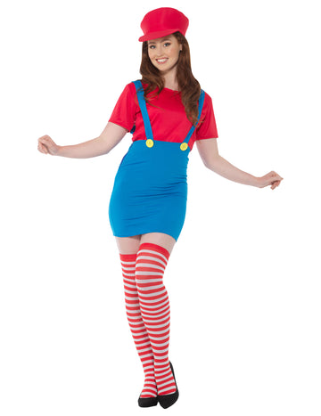 Red inštalatérsky kostým žena