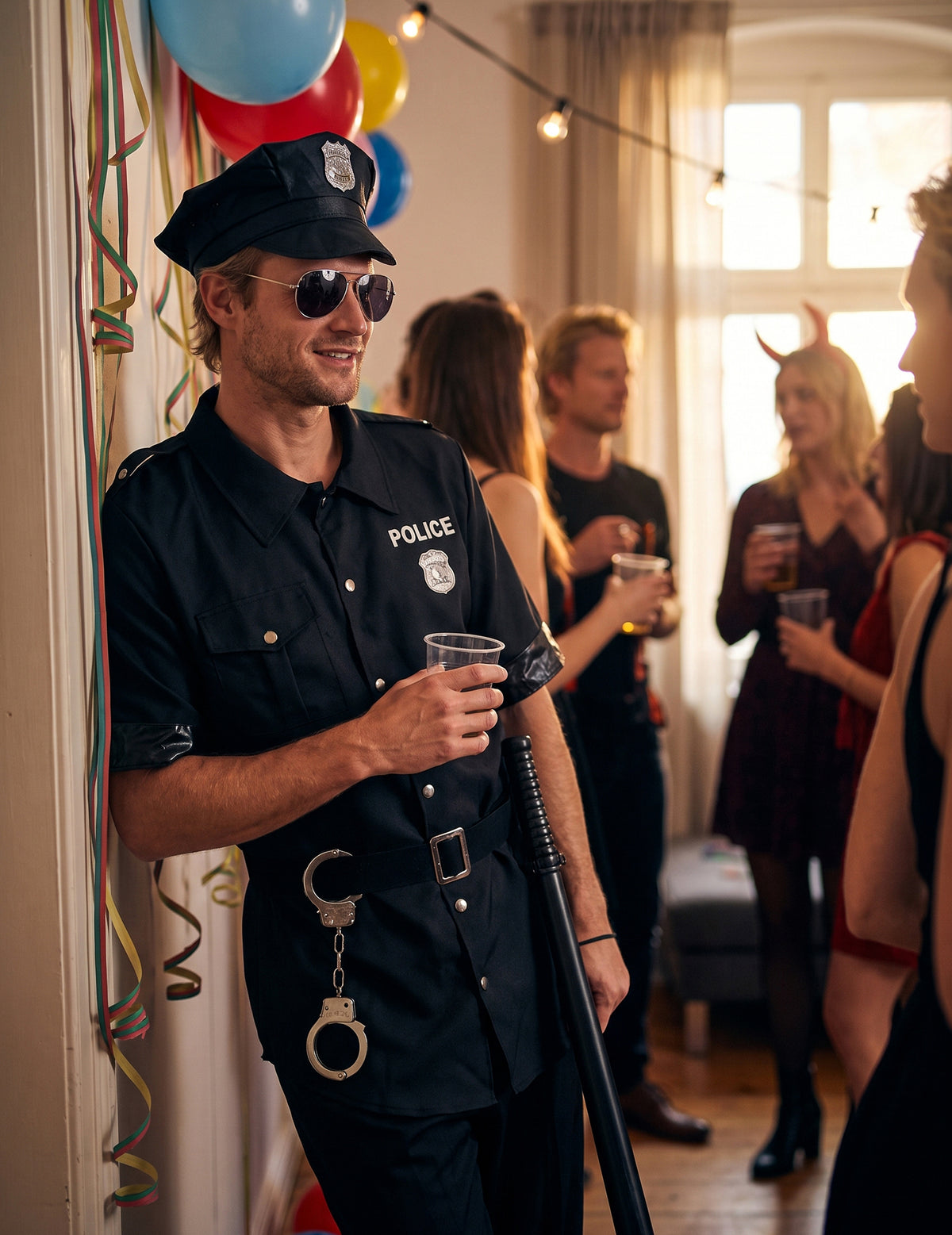 Čierny policajný kostým muž