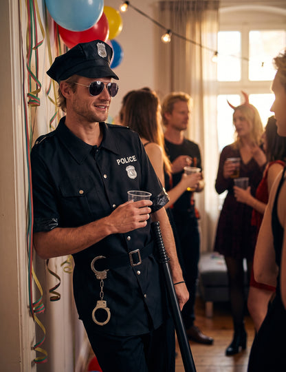 Čierny policajný kostým muž