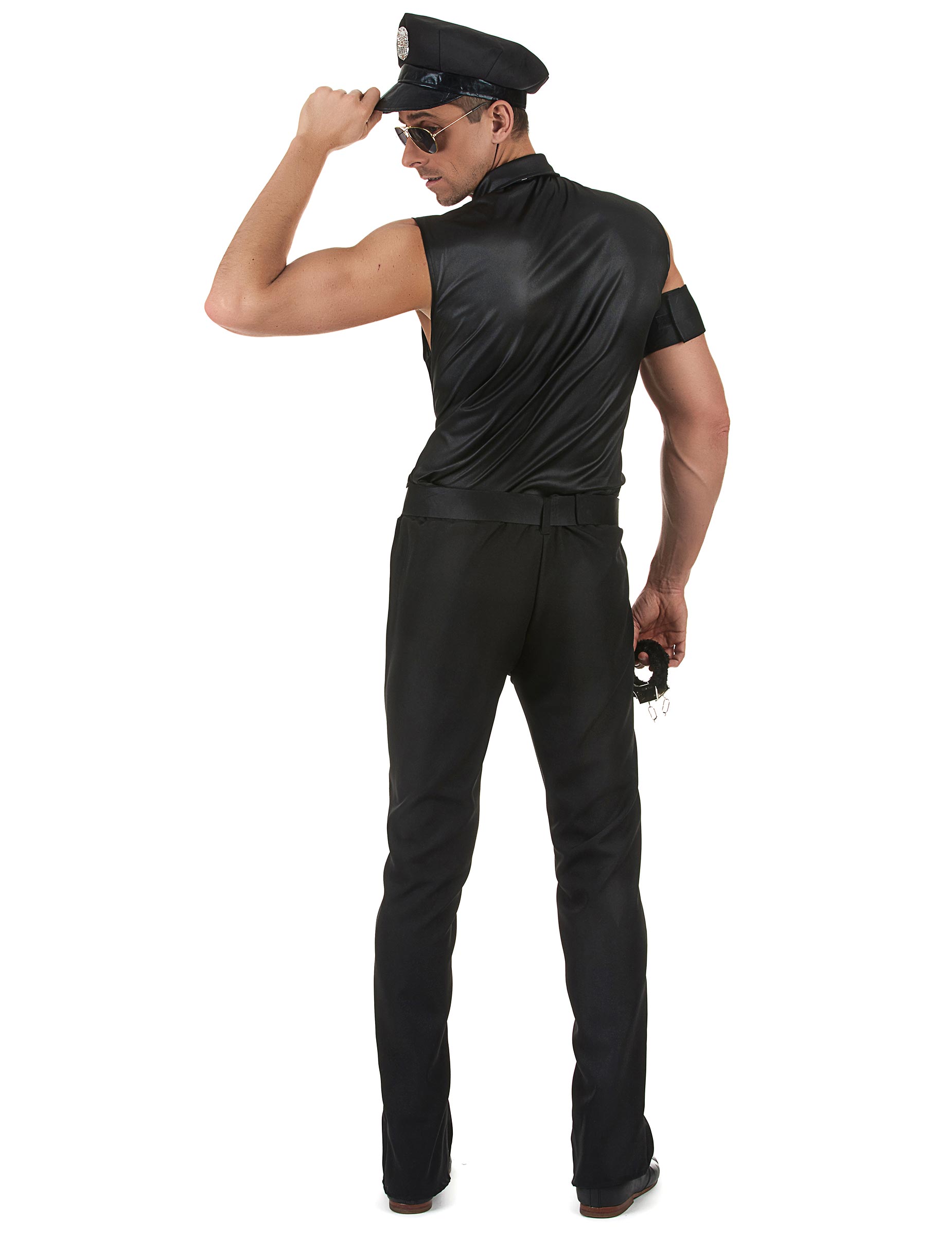 Vue de dos du déguisement de policier sexy pour homme