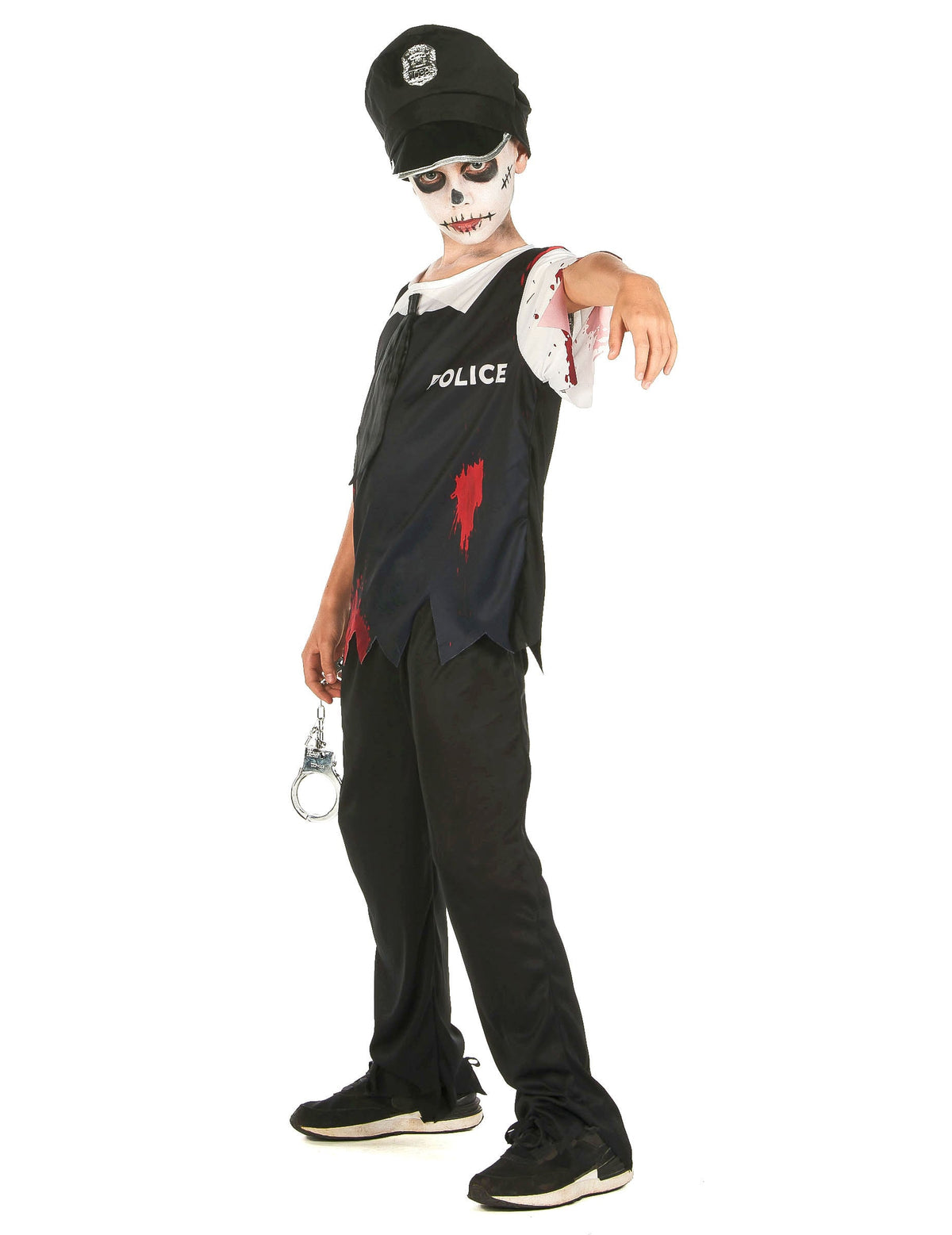 Vue de profil du déguisement de policier zombie pour enfant