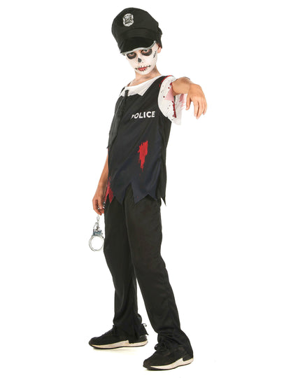 Policajný kostým čierne a biele zombie deti