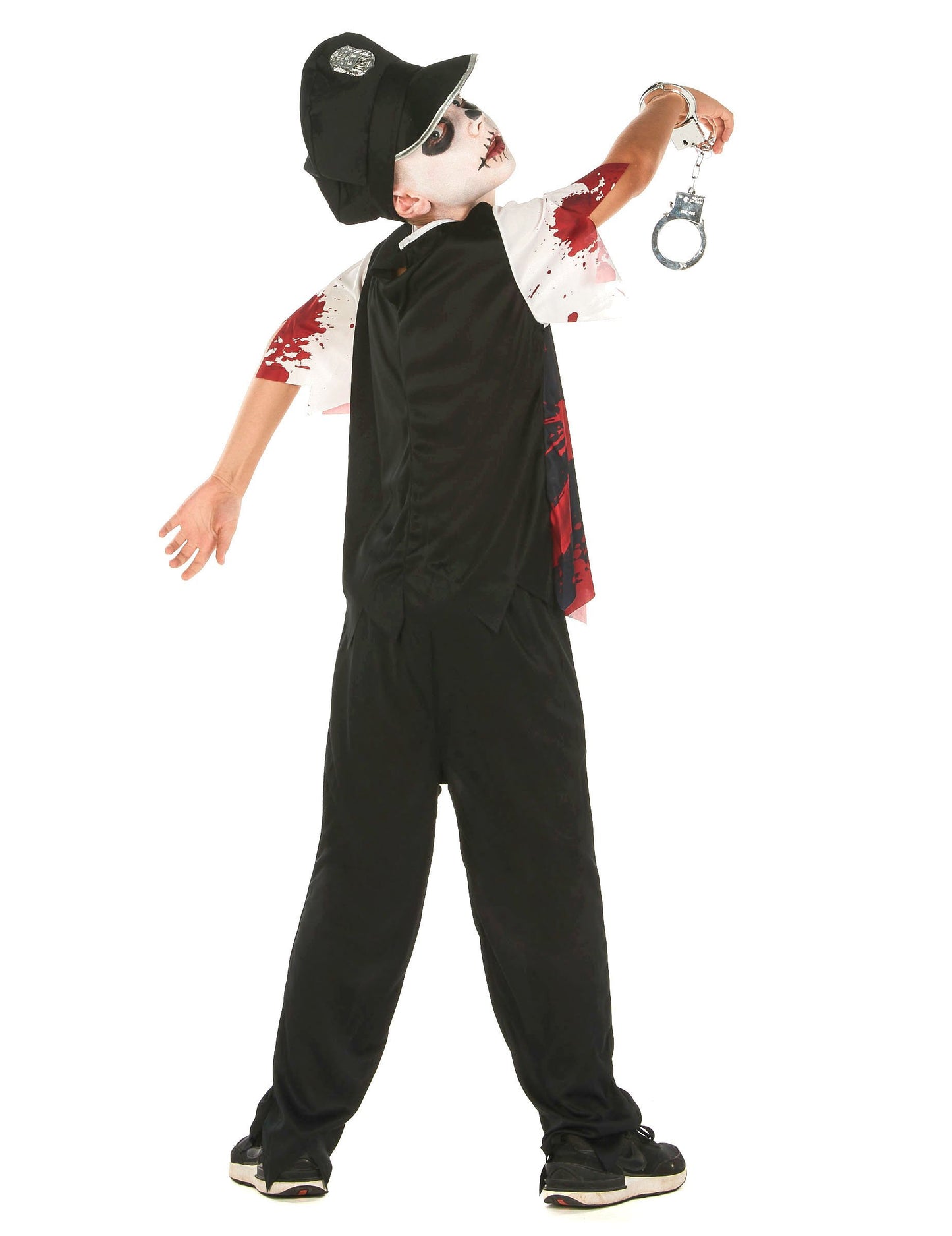Policajný kostým čierne a biele zombie deti