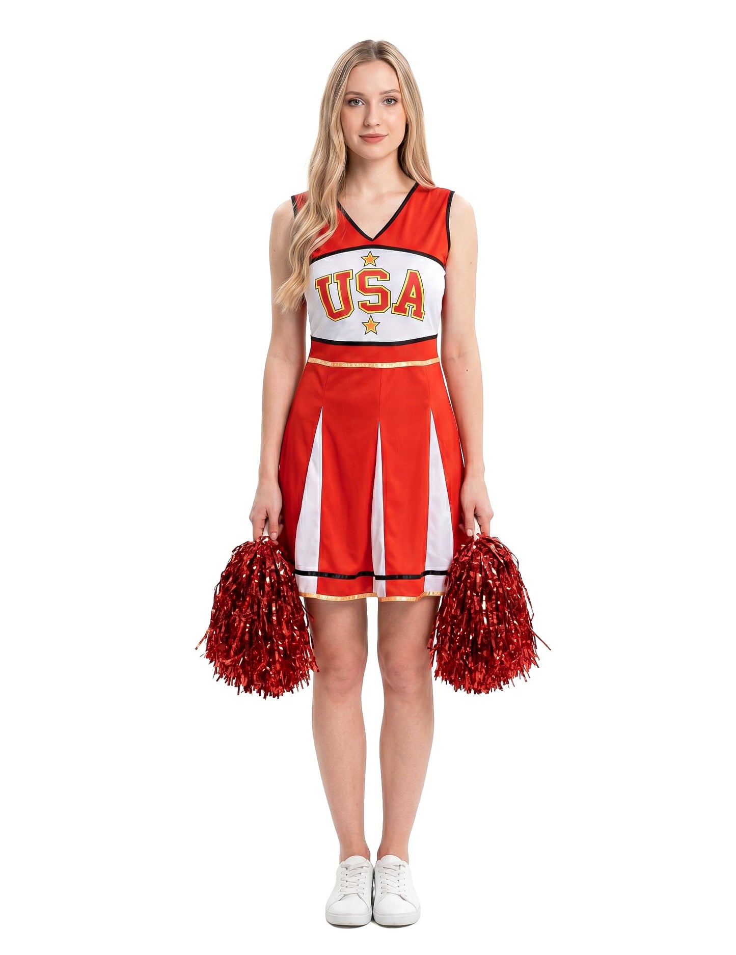 Déguisement pompom girl USA rouge femme
