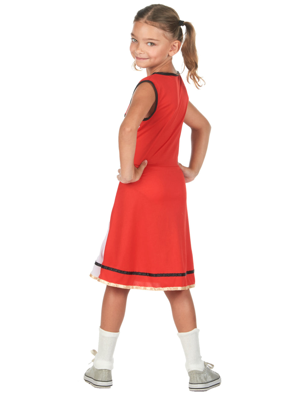 Vue de dos du déguisement pompom girl USA pour fille