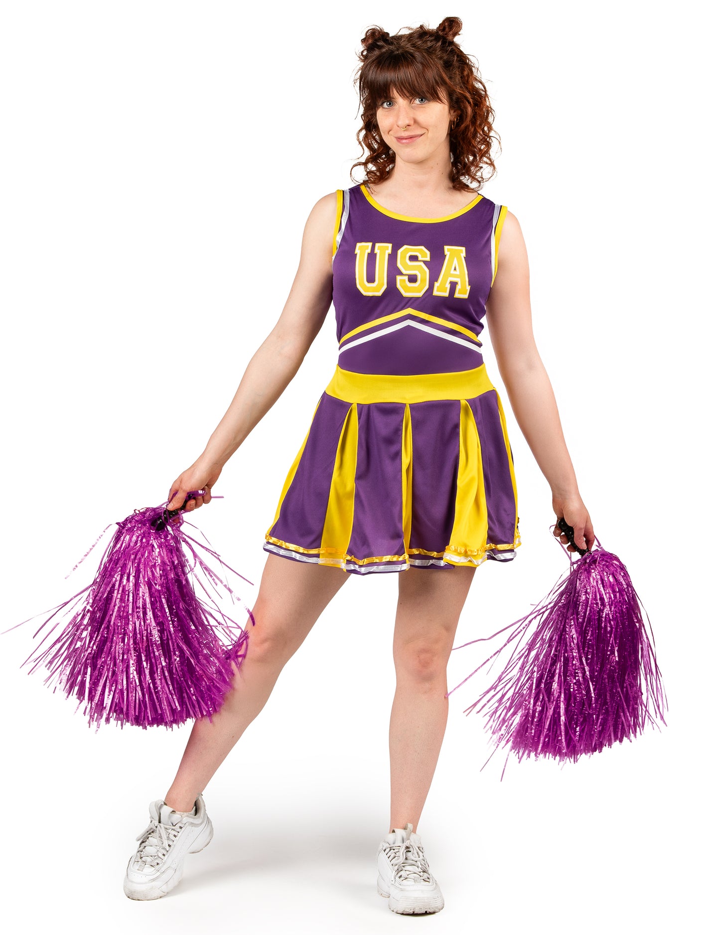 Pompom girl USA fialové a žlté ženy kostým