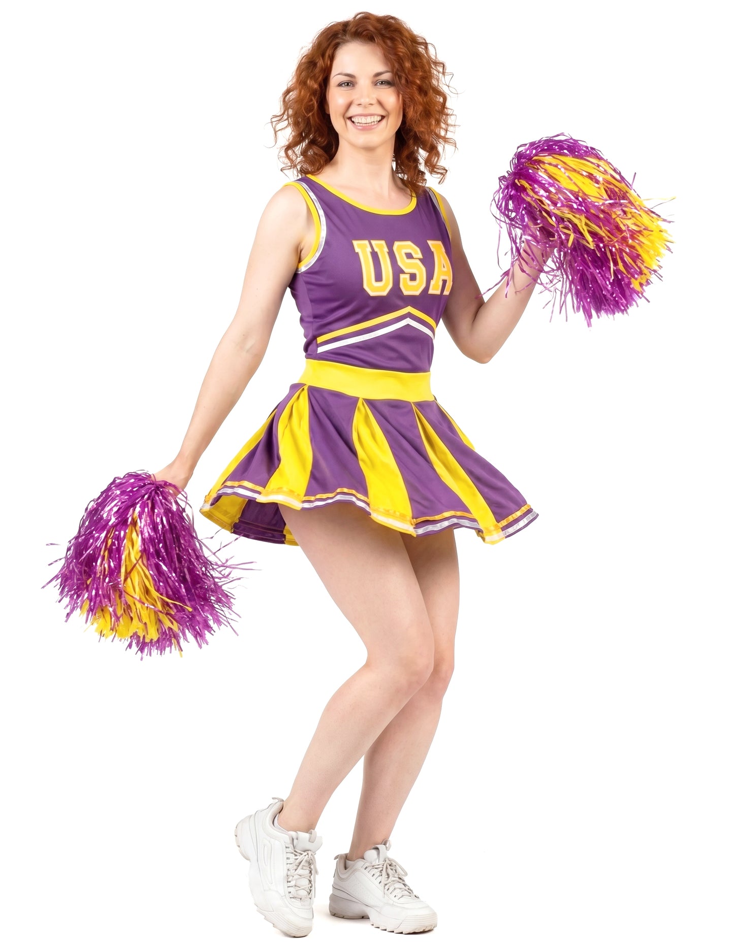 Pompom girl USA fialové a žlté ženy kostým