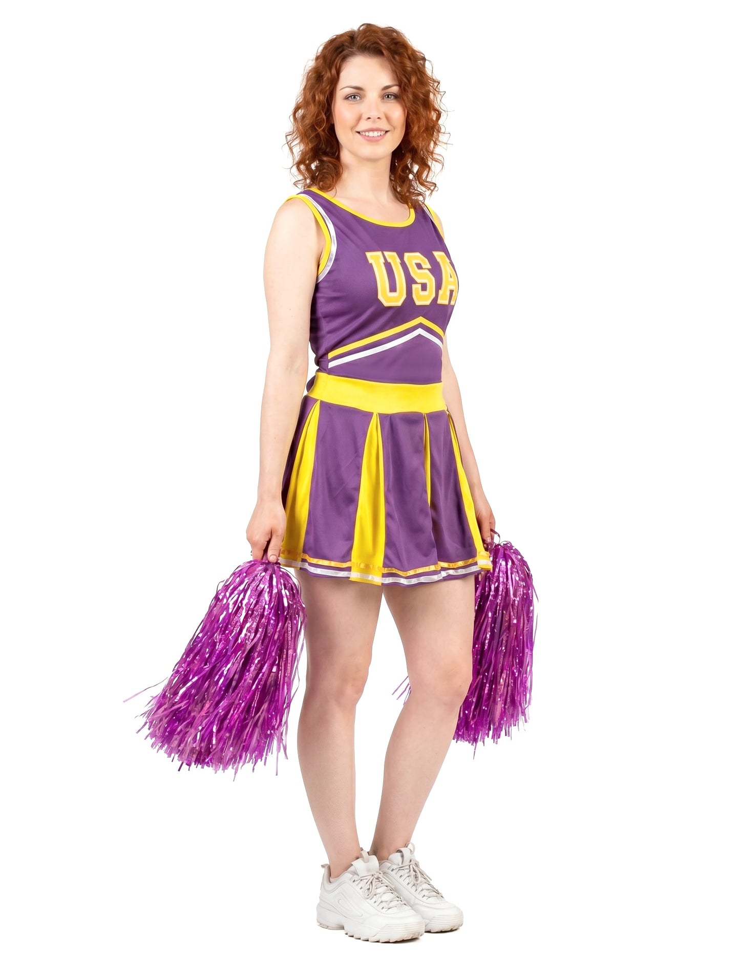 Pompom girl USA fialové a žlté ženy kostým