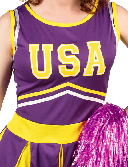Pompom girl USA fialové a žlté ženy kostým