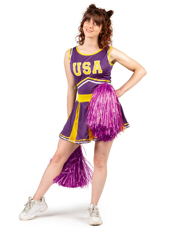 Pompom girl USA fialové a žlté ženy kostým