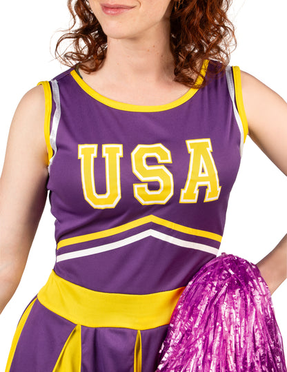 Pompom girl USA fialové a žlté ženy kostým