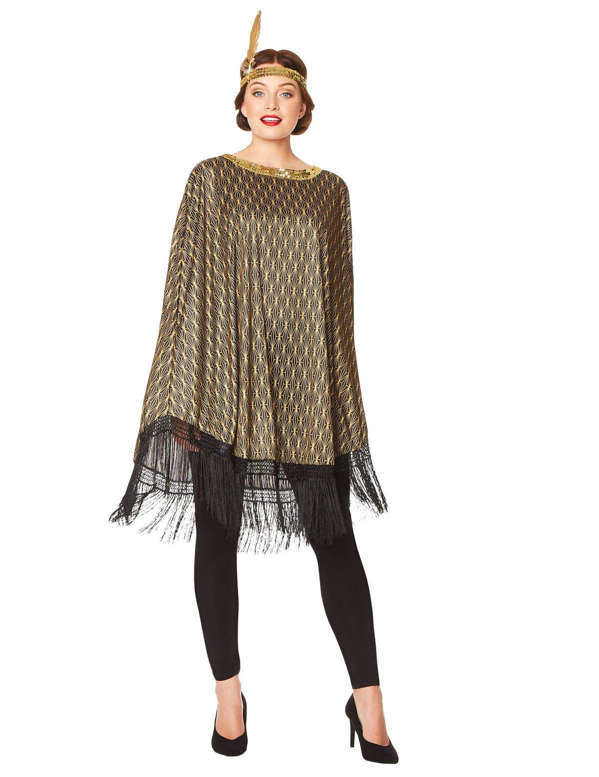Vue de face du déguisement poncho charleston