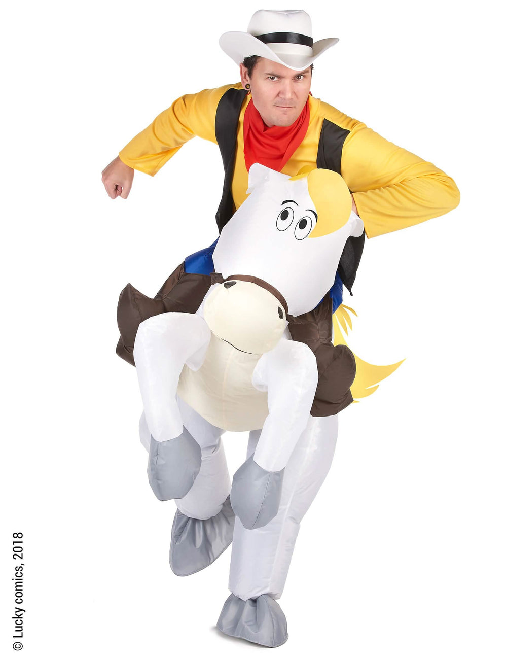 Kostým nes mi Jolly Jumper Lucky Luke pre dospelý žltá a biela nes ma