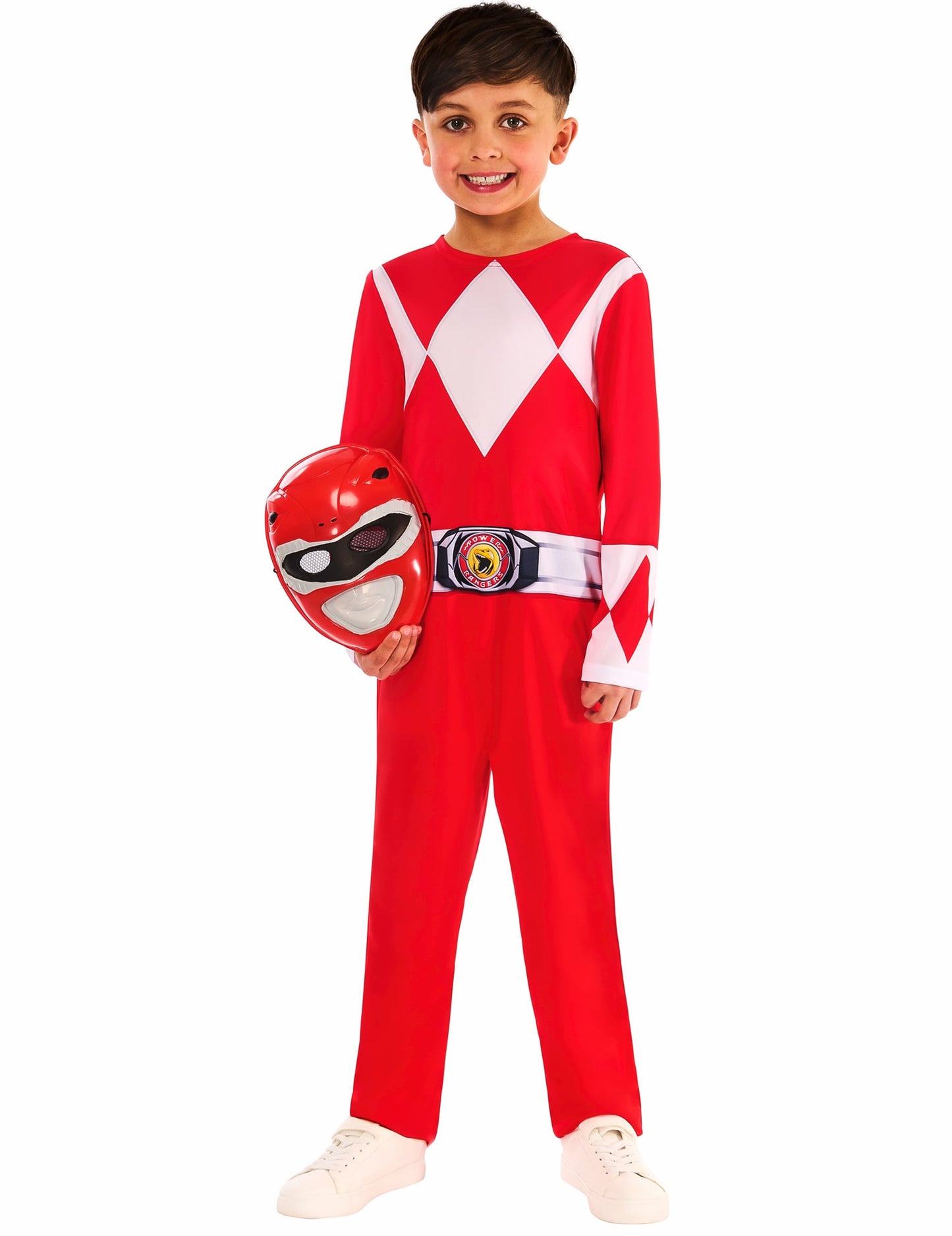 Déguisement Power Ranger pour enfant rouge classique avec masque