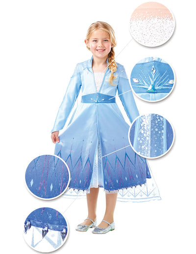 Déguisement premium Elsa La Reine des Neiges 2 pour fille bleu ciel à détails scintillants