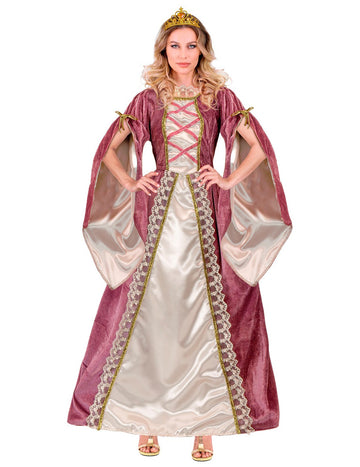 Pink -biela dámska stredoveká princezná maskovanie
