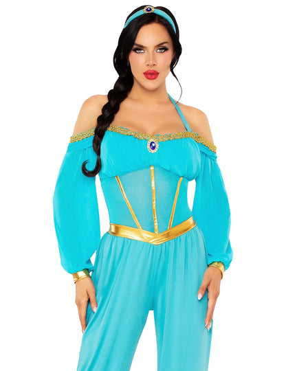 Dámsky kostým orientálnej princeznej v modro-zlatom prevedení