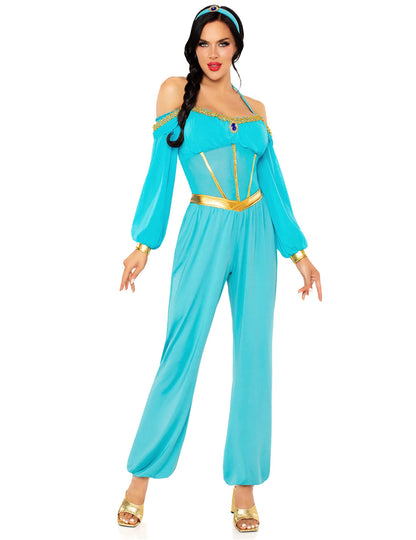 Dámsky kostým orientálnej princeznej v modro-zlatom prevedení