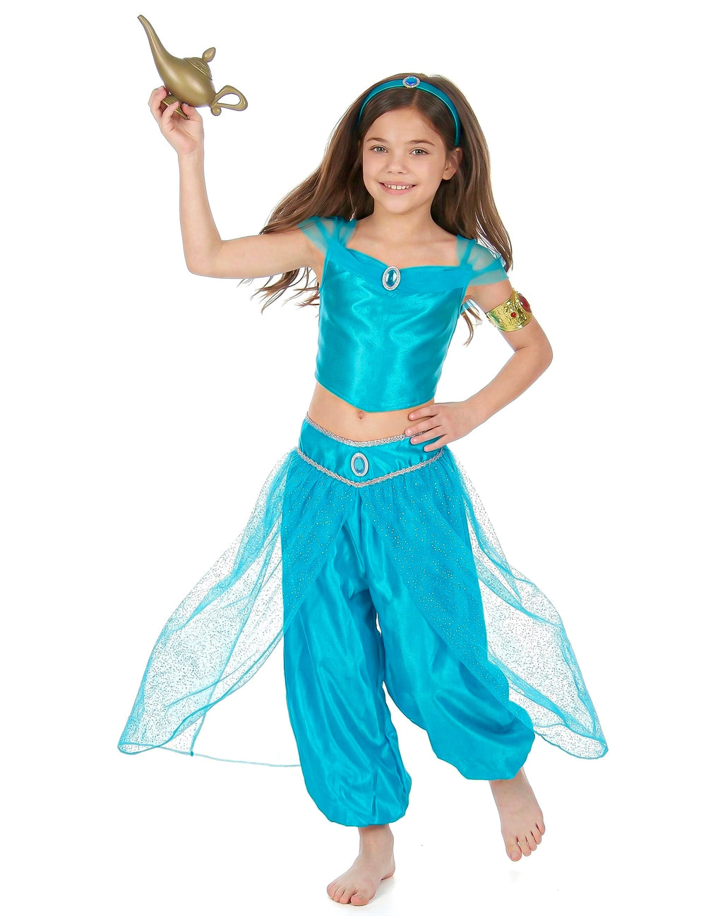 Vue de face du déguisement de princesse orientale pour fille