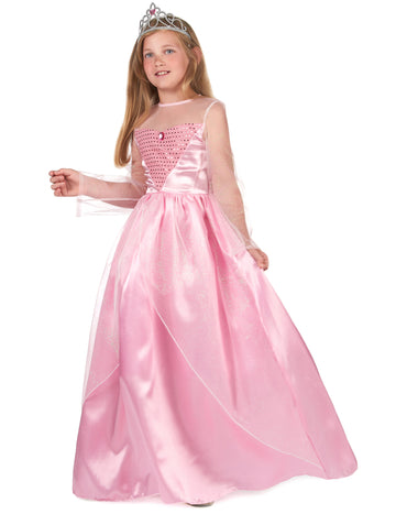 Déguisement de princesse pour fille rose avec diadème et sequins