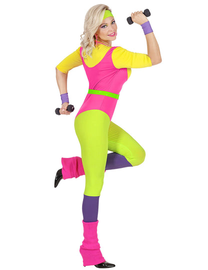 Vue de profil du déguisement de prof aérobique années 80 pour femme