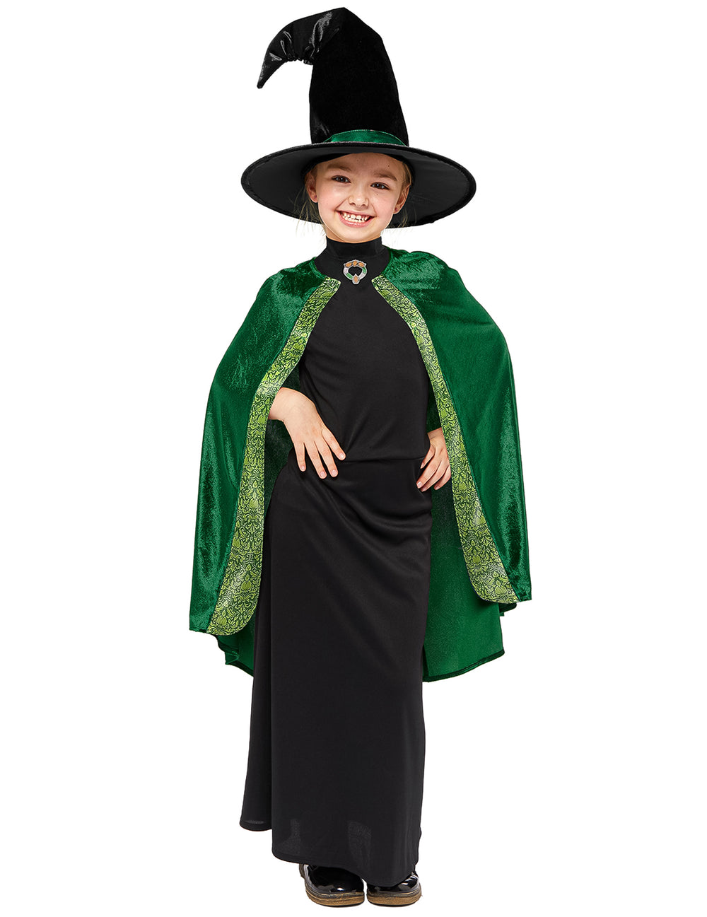 Déguisement professeur McGonagall Harry Potter pour enfant vert et noir avec chapeau de sorcière