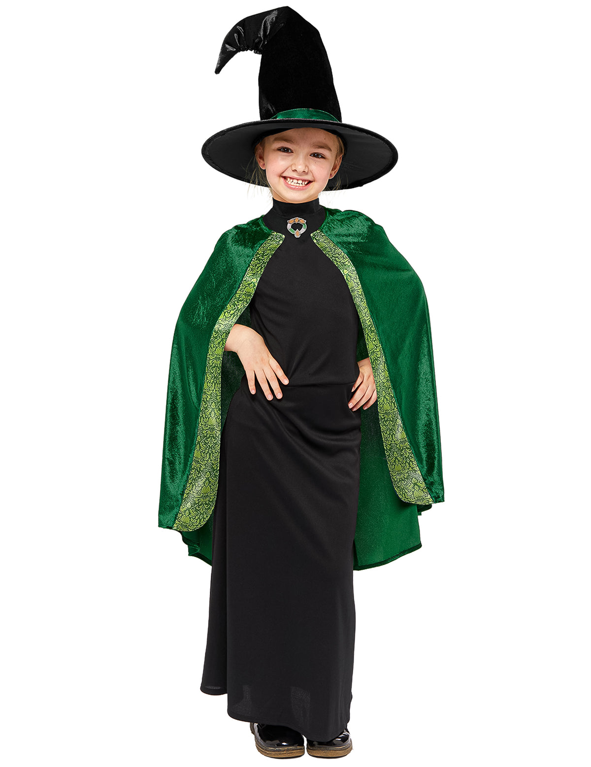 Déguisement professeur McGonagall Harry Potter pour enfant vert et noir avec chapeau de sorcière