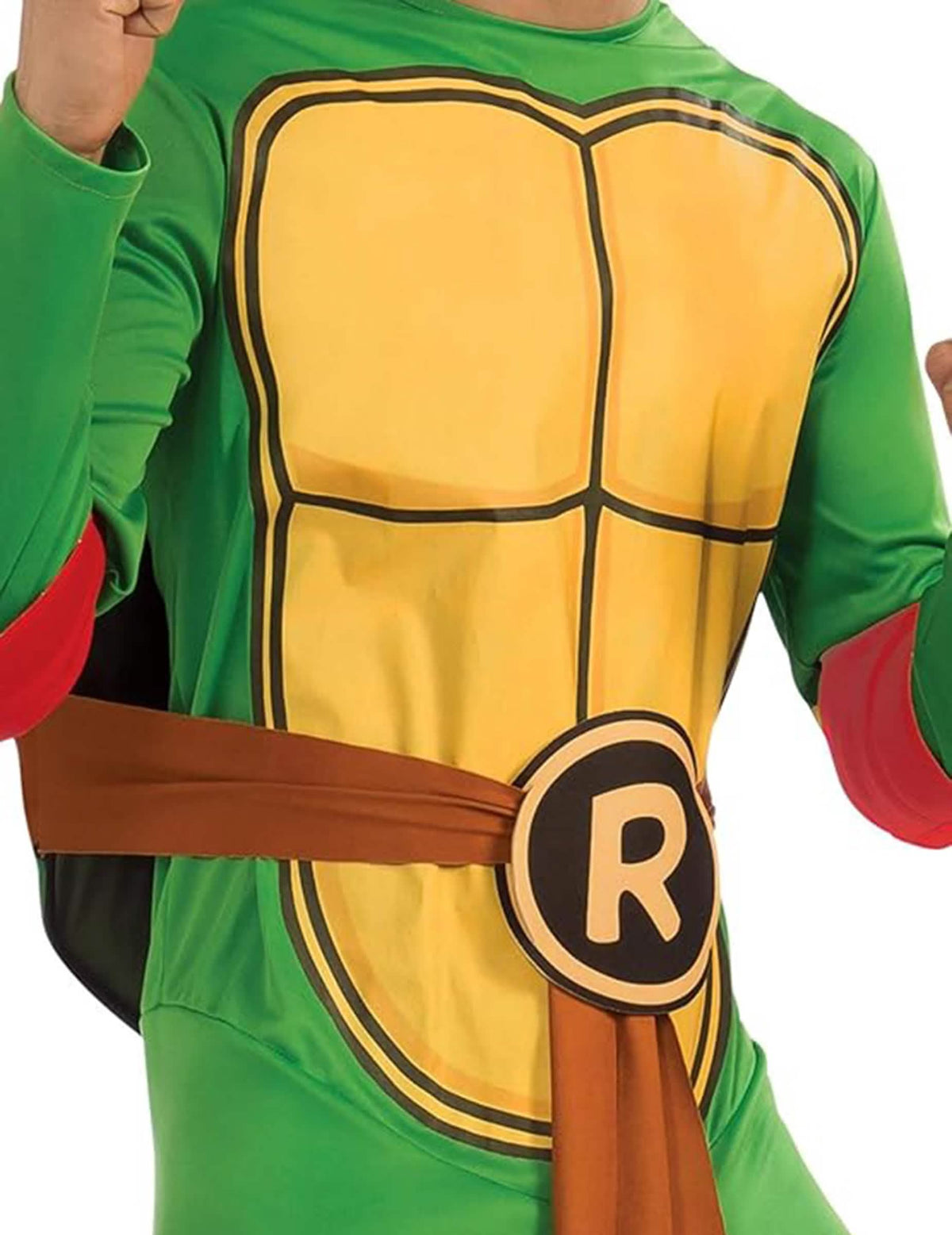 Detailný záber na náprsník a opasok klasického kostýmu Raphael Korytnačky Ninja