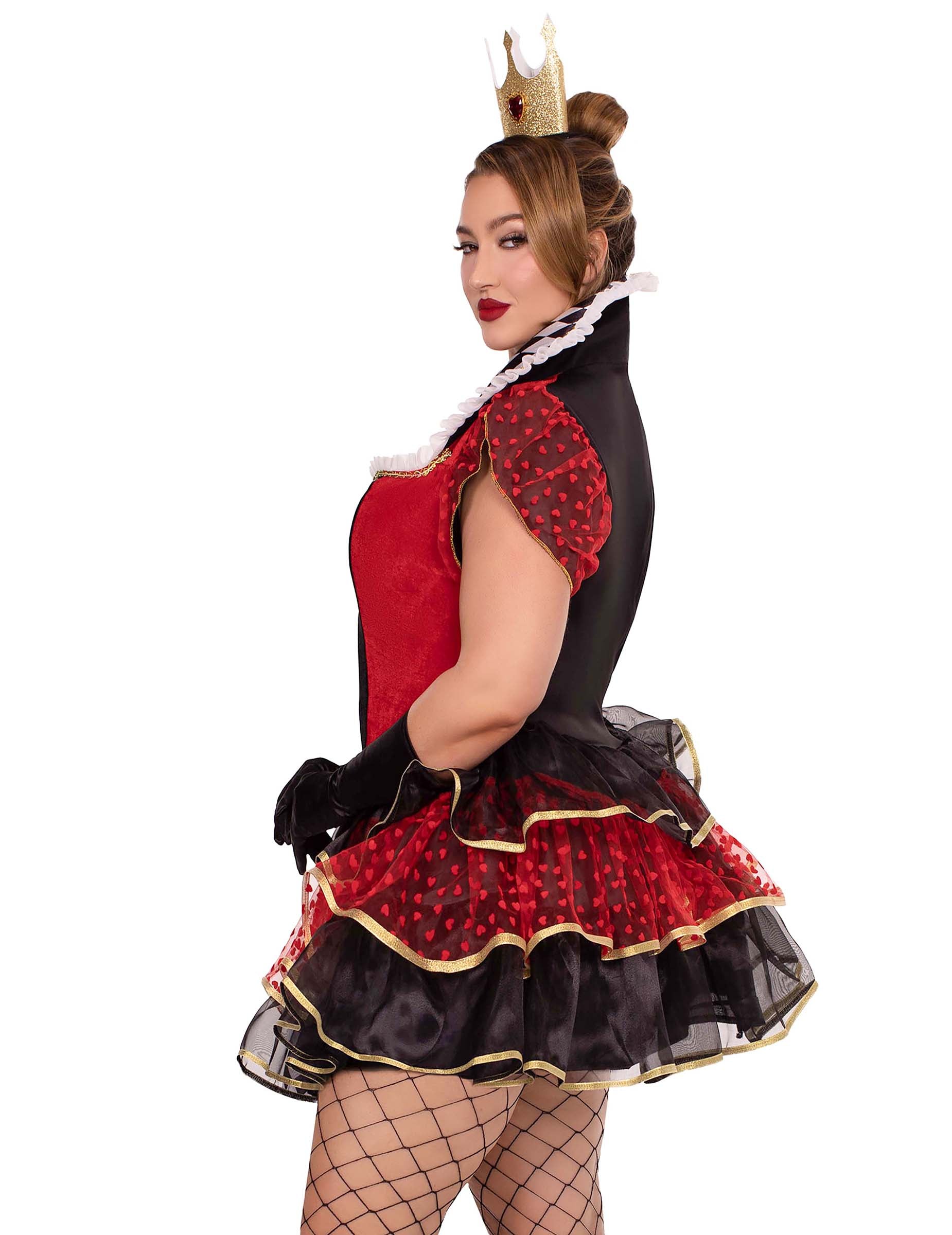 Vue de profil du déguisement de reine de cœur sexy