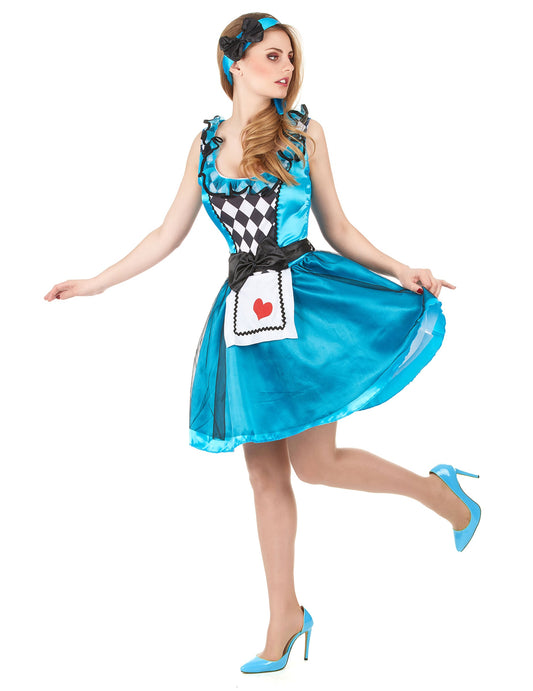 Vue de profil du déguisement Alice au pays imaginaire