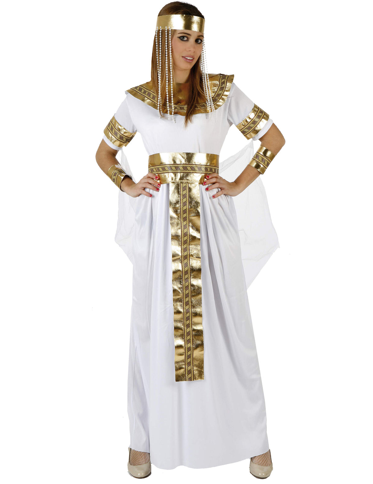 Déguisement de reine Égypte pour femme blanc et doré