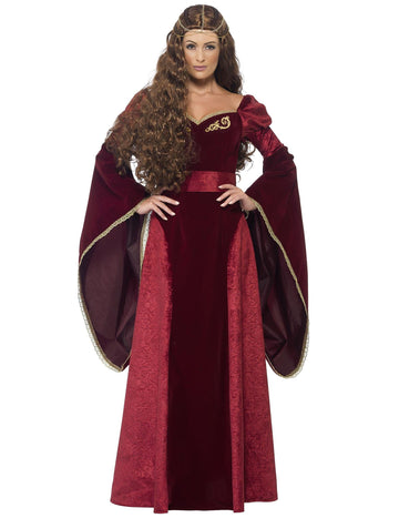 Červená stredoveká kráľovná maskovaná žena