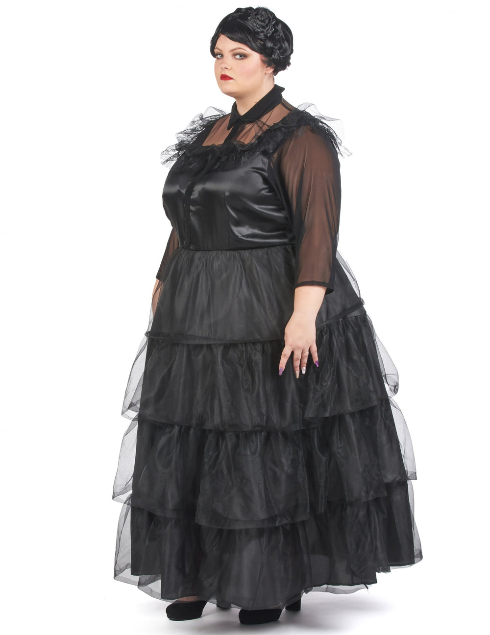 Vue de profil du déguisement robe de bal gothique