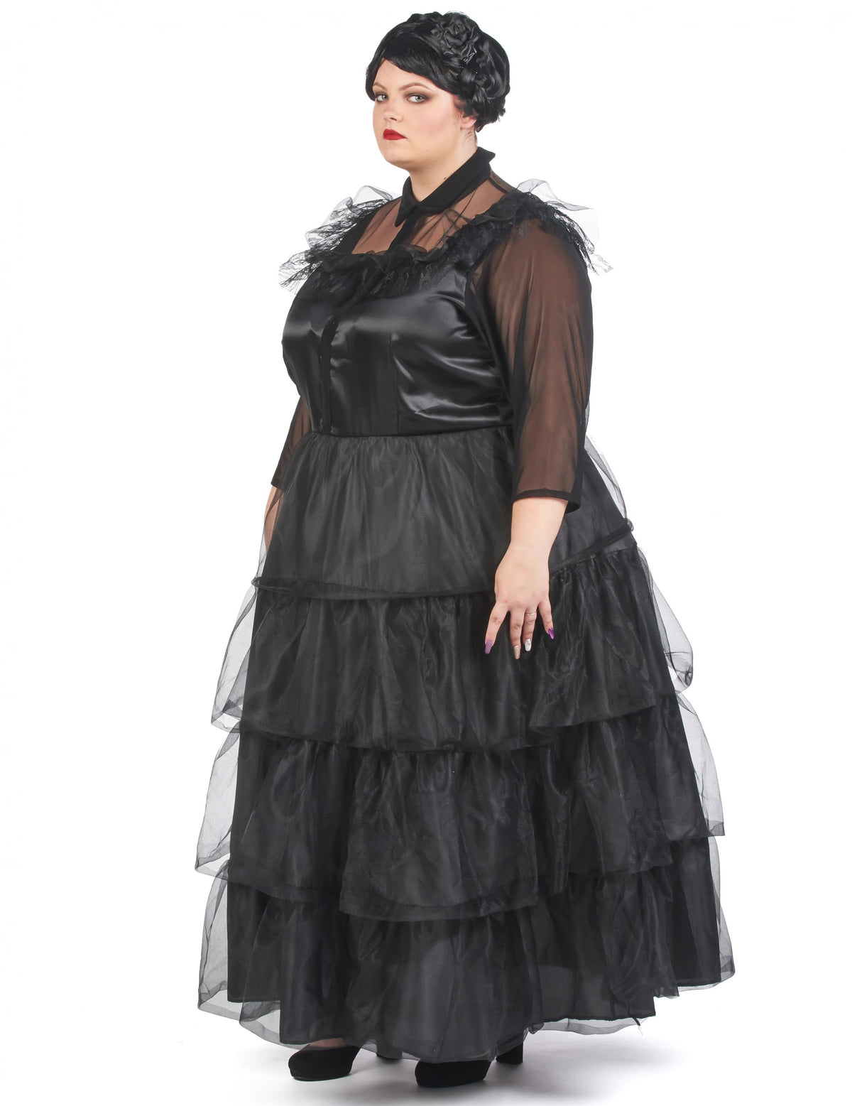 Vue de profil du déguisement robe de bal gothique